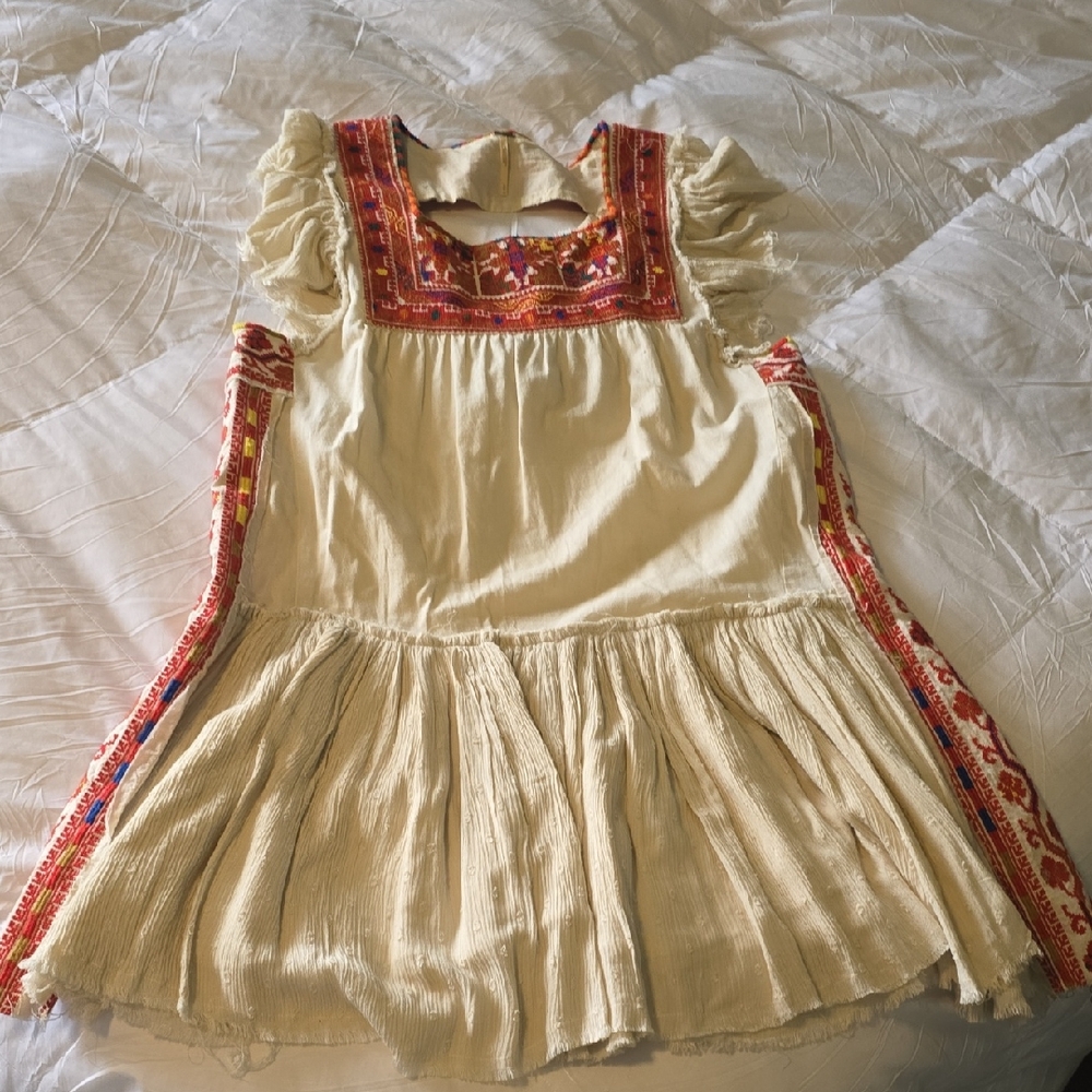 Free People Embroidered Backless Dress Size Small Boho S